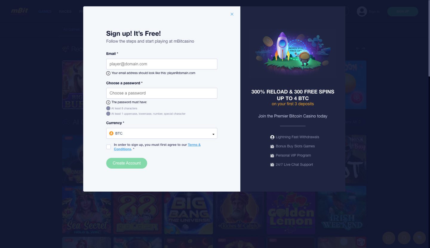 mBit Casino Screenshot