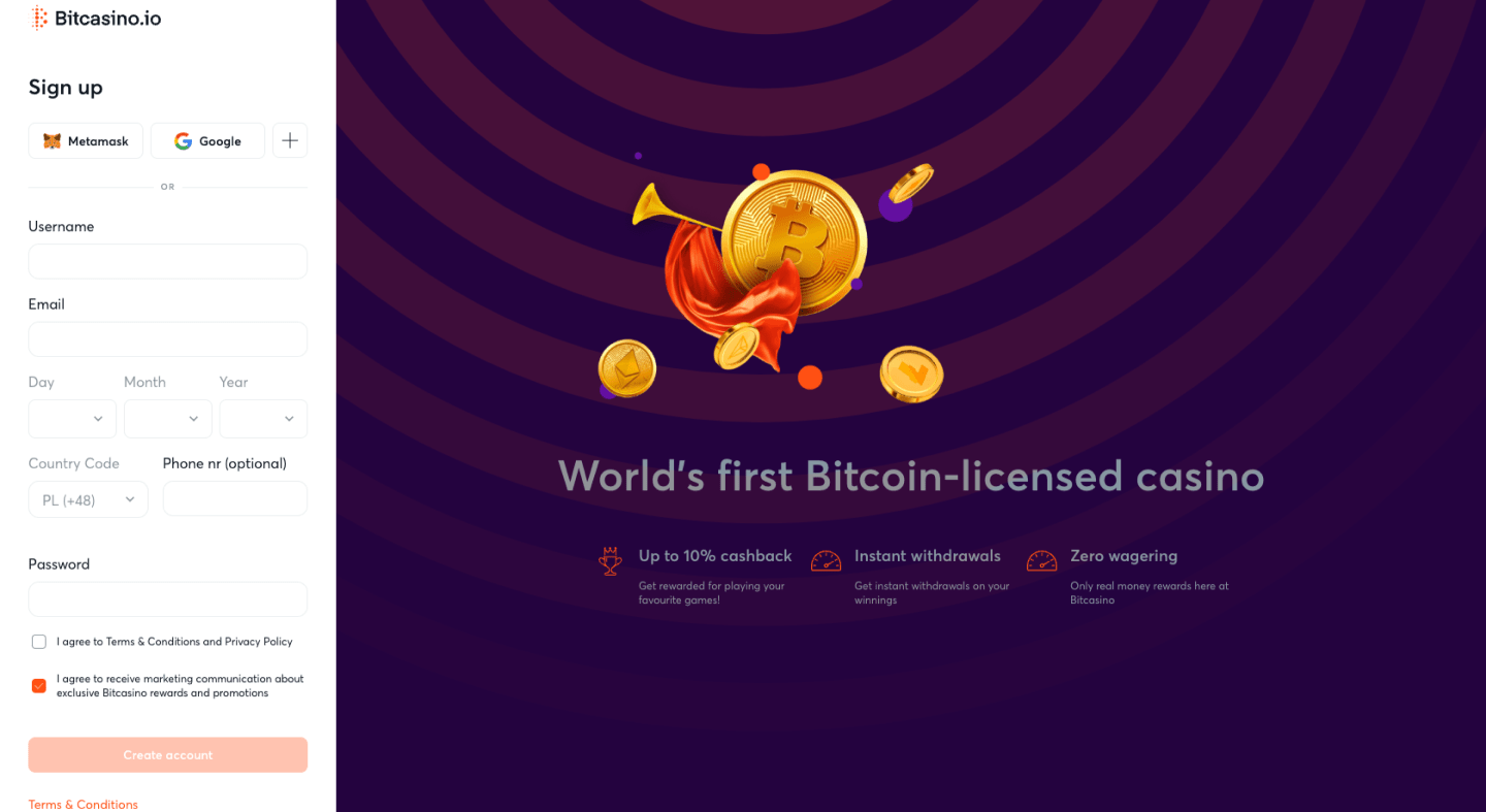 Bitcasino.io Screenshot