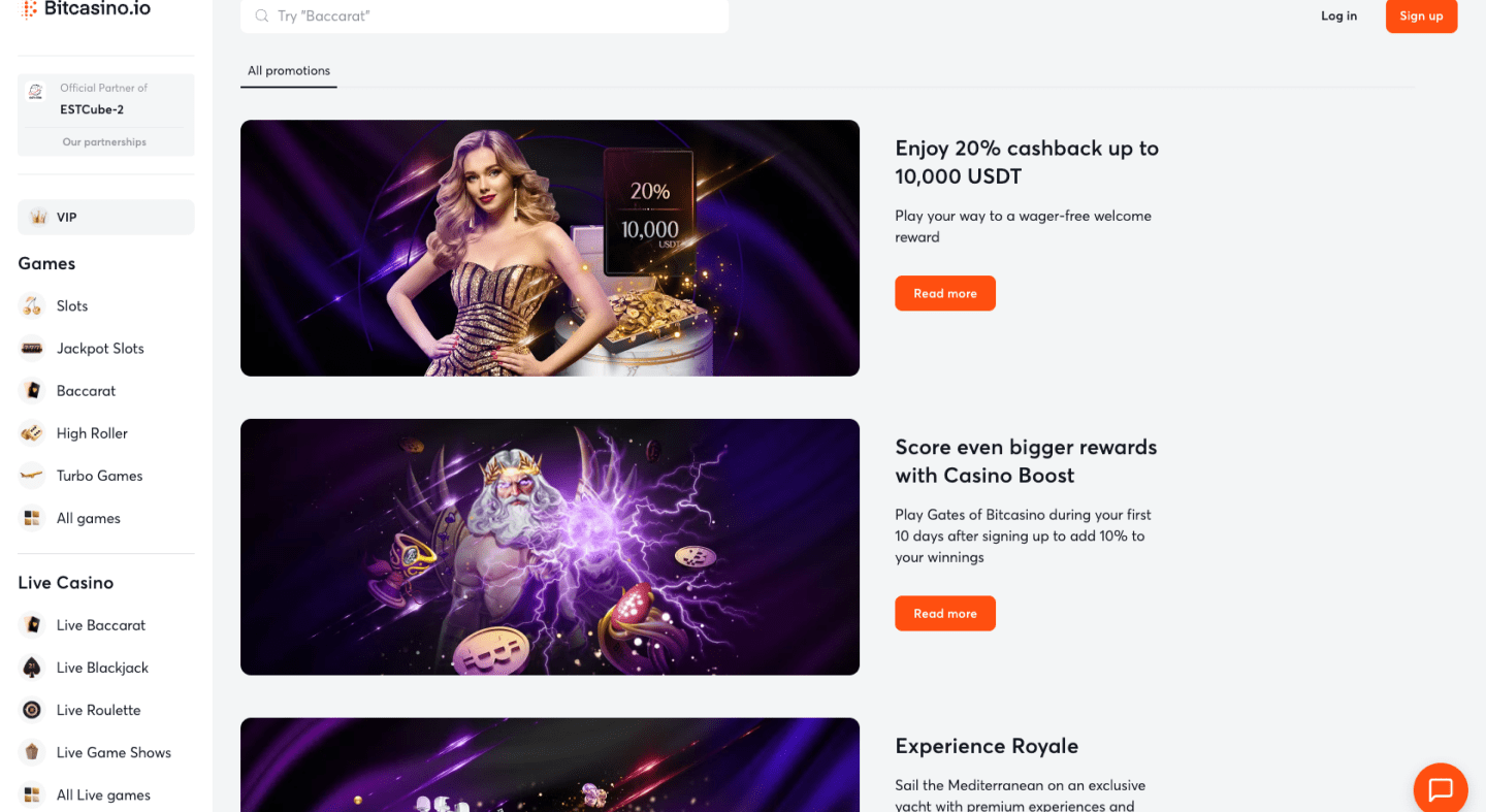 Bitcasino.io Screenshot