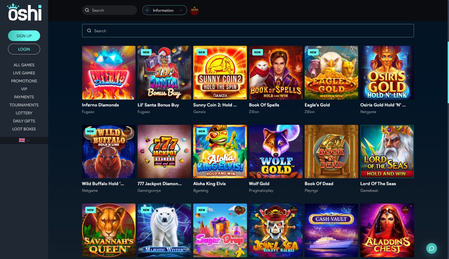 Oshi Casino Screenshot