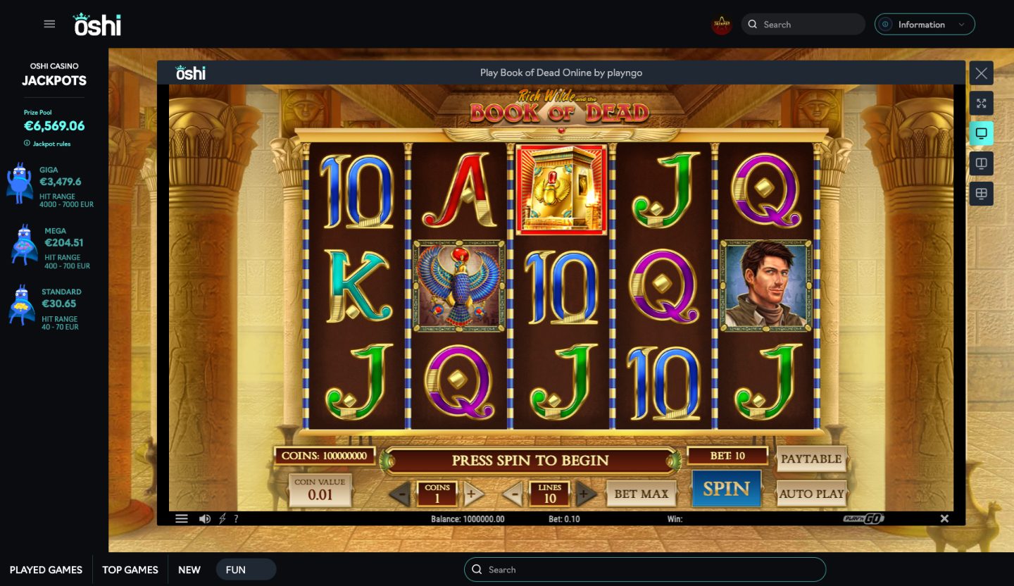 Oshi Casino Screenshot