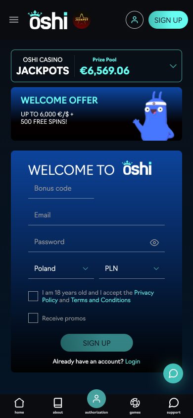 Oshi Casino Screenshot
