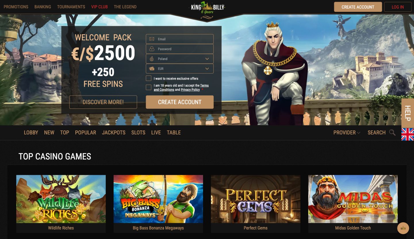 King Billy Casino Screenshot