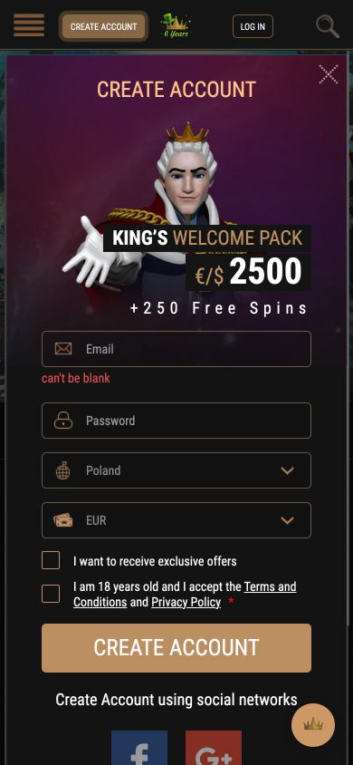 King Billy Casino Screenshot
