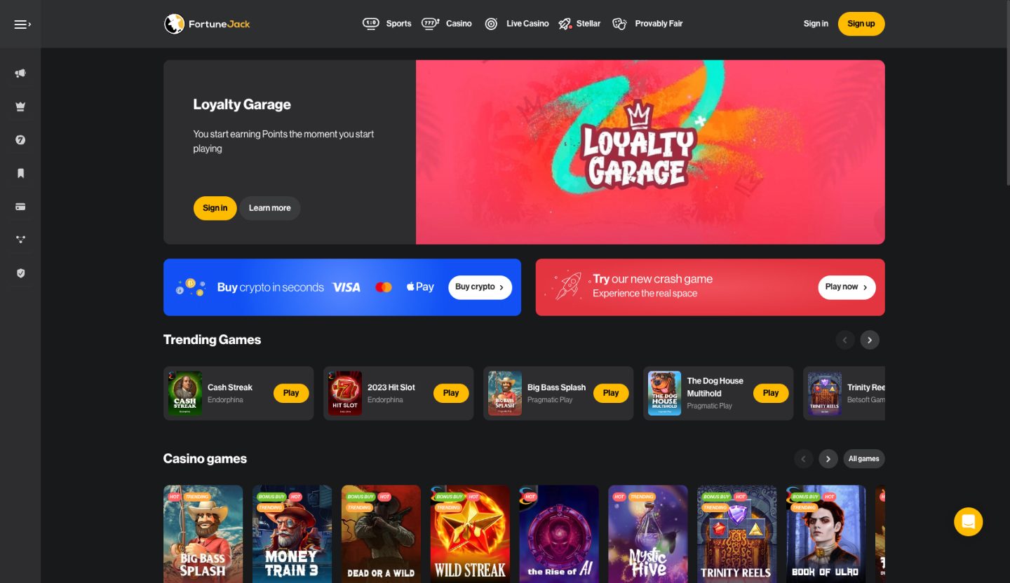 FortuneJack Casino Screenshot