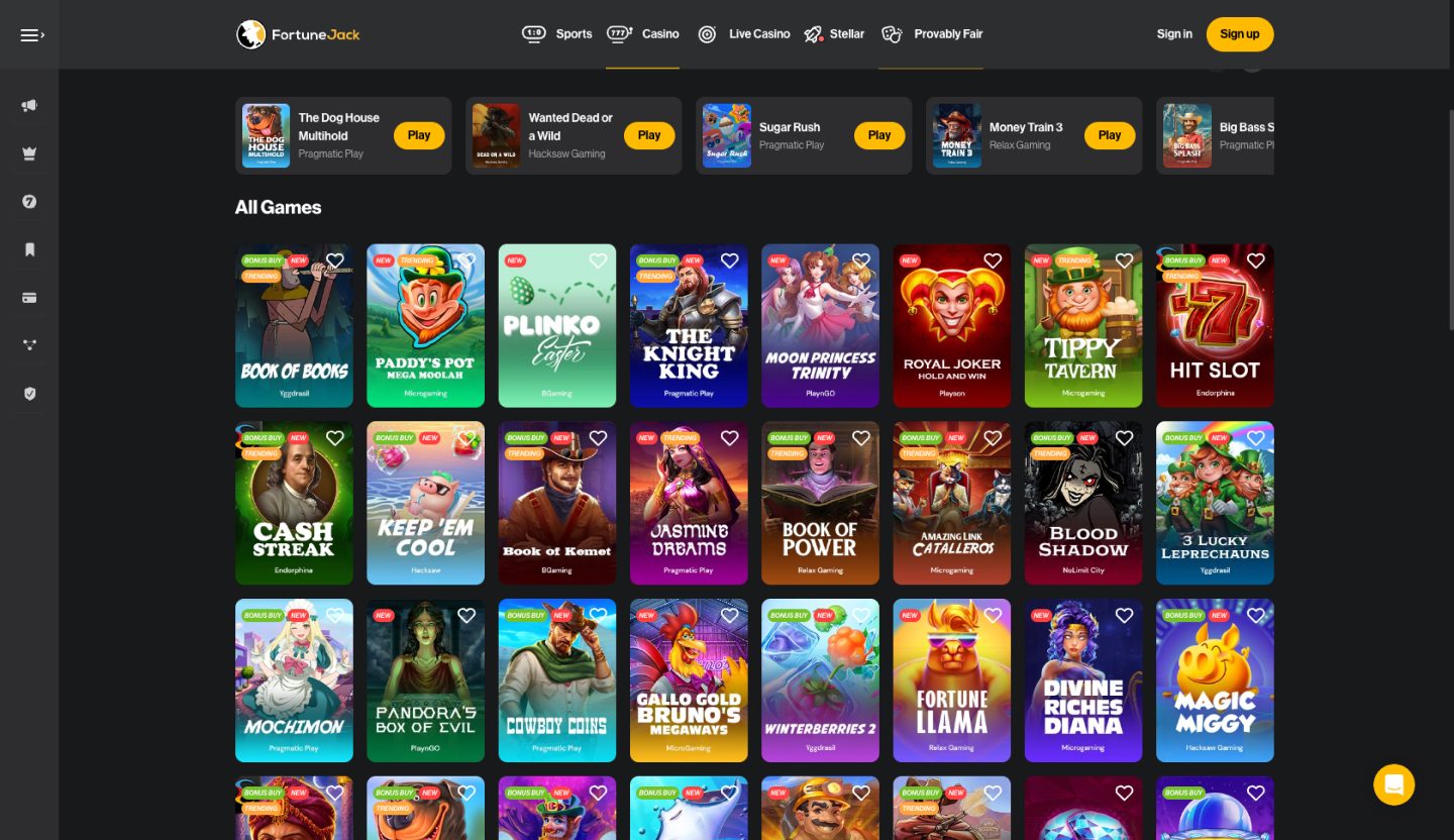 FortuneJack Casino Screenshot