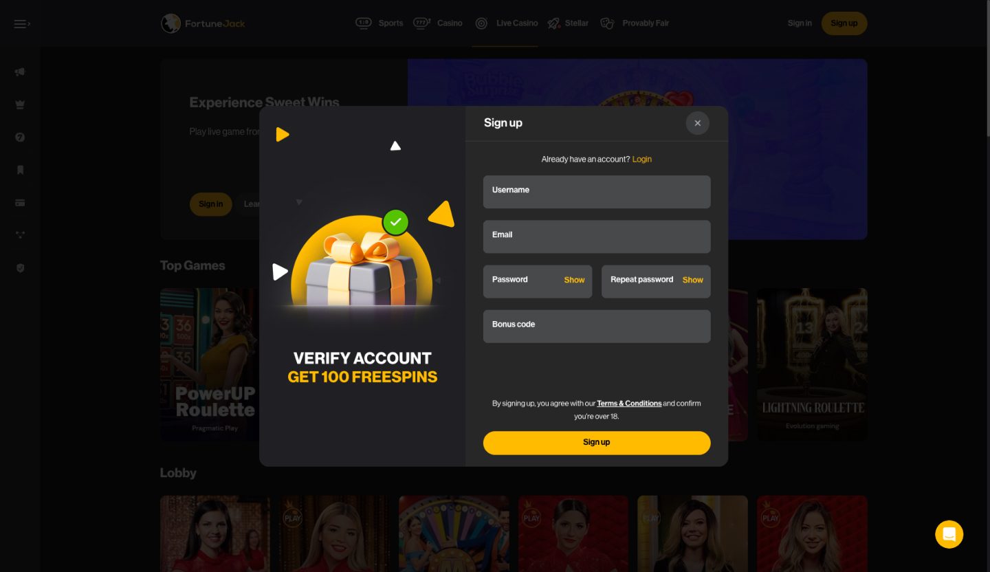 FortuneJack Casino Screenshot