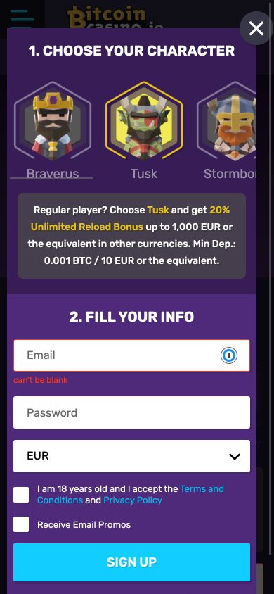 BitcoinCasino.io Screenshot