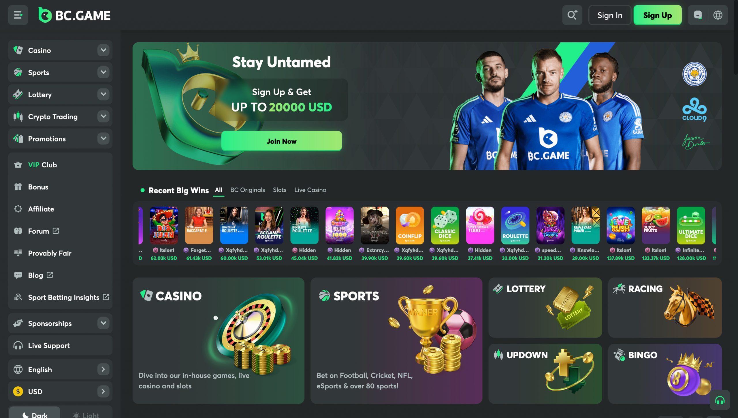 BC.Game Casino Screenshot