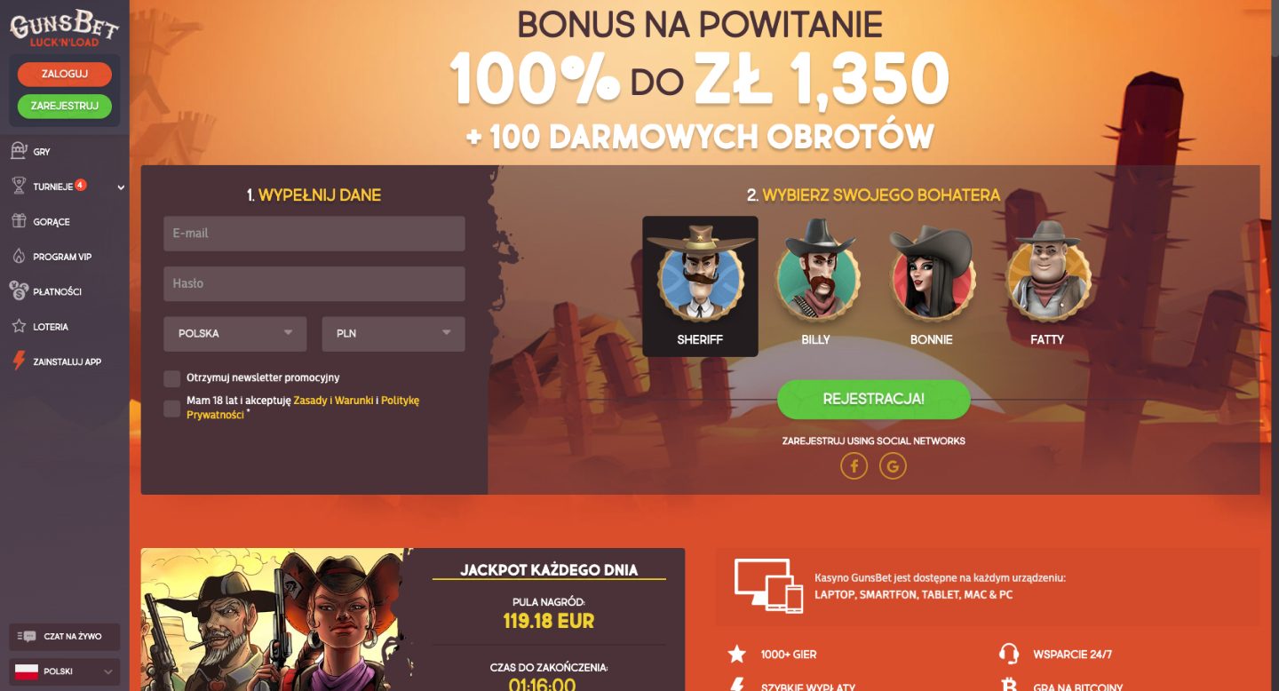 GunsBet Casino Screenshot