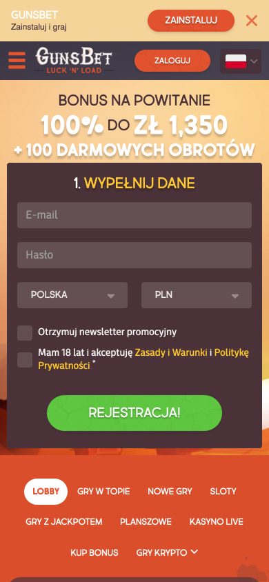 GunsBet Casino Screenshot