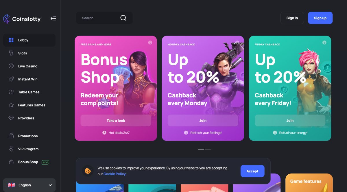 Coinslotty Casino Screenshot