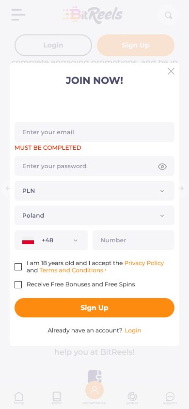 BitReels Casino Screenshot