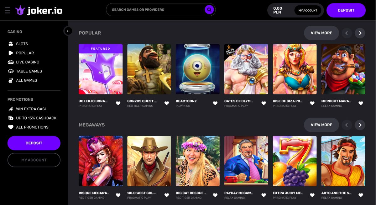 Joker.io Casino Screenshot