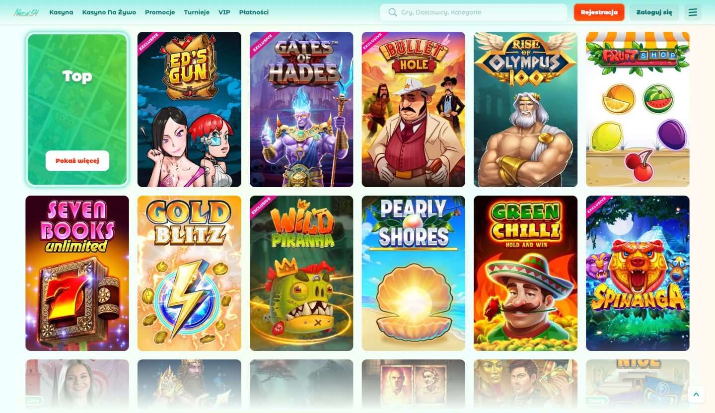 Neon54 Casino Screenshot