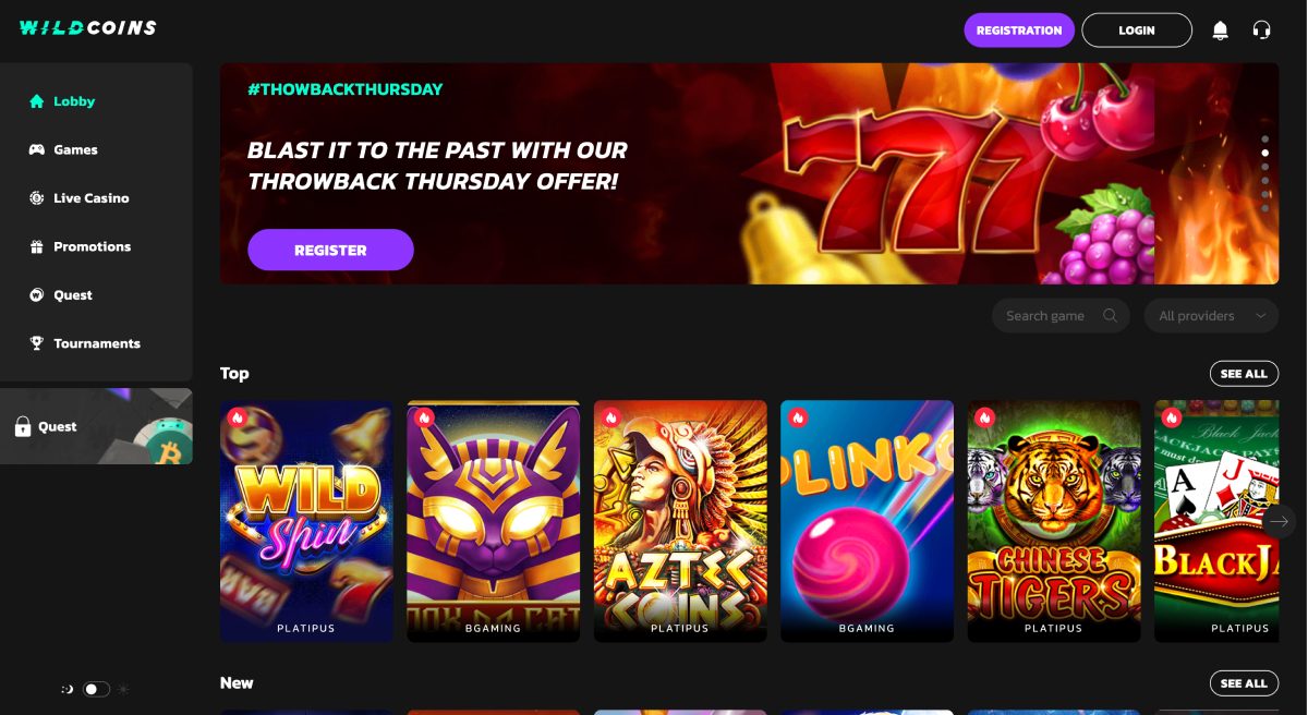 WildCoins Casino Screenshot