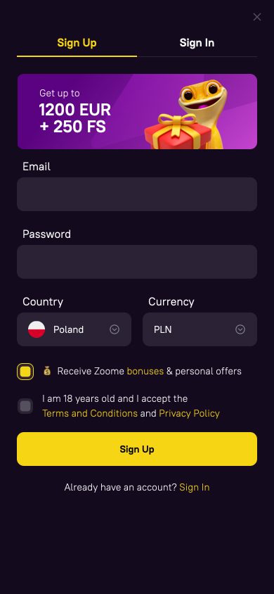 Zoome Casino Screenshot