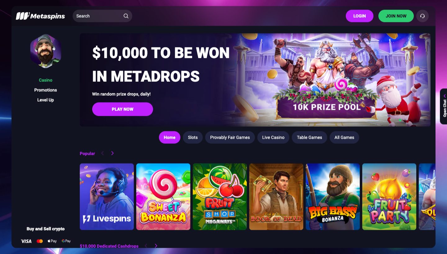 Metaspins Casino Screenshot
