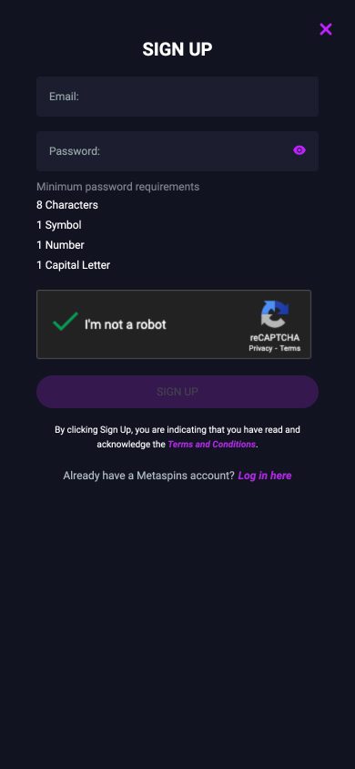 Metaspins Casino Screenshot