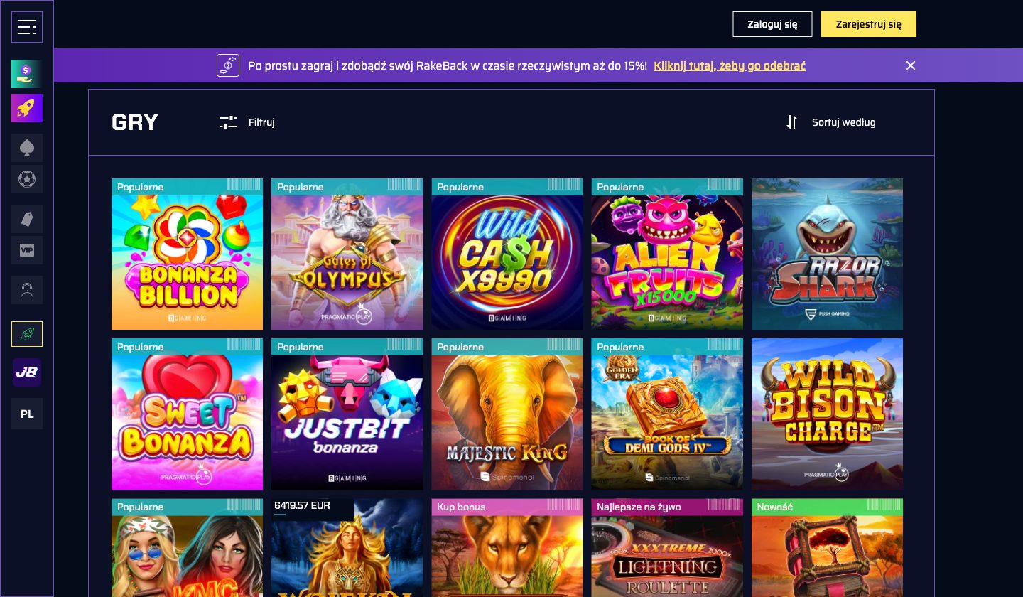 Justbit Casino Screenshot