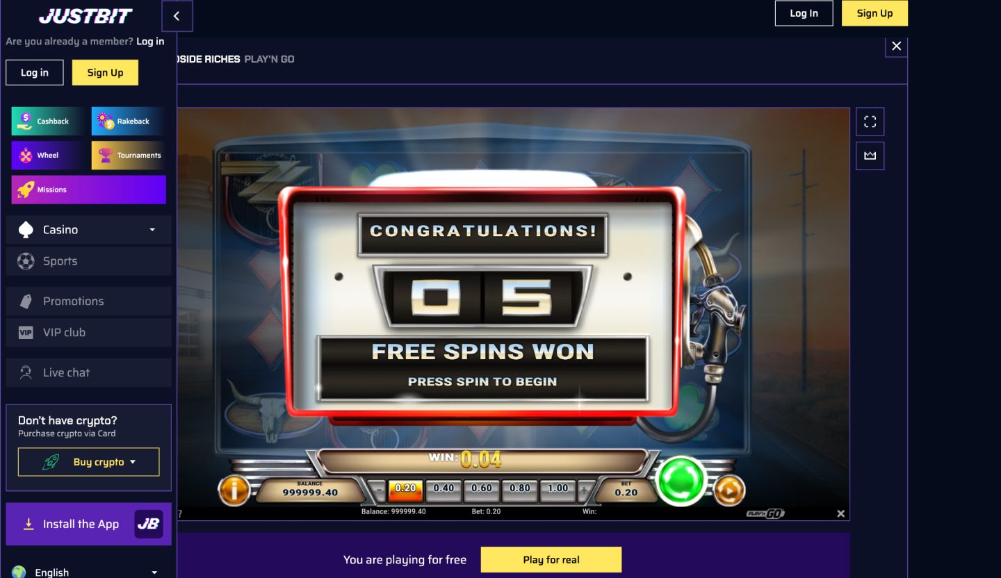 Justbit Casino Screenshot