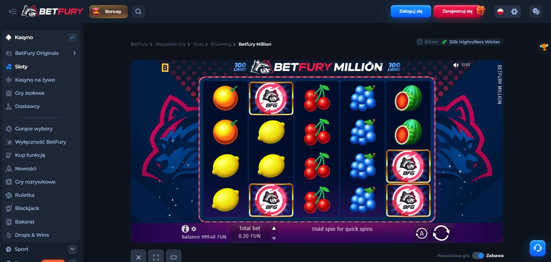 BetFury Casino Screenshot