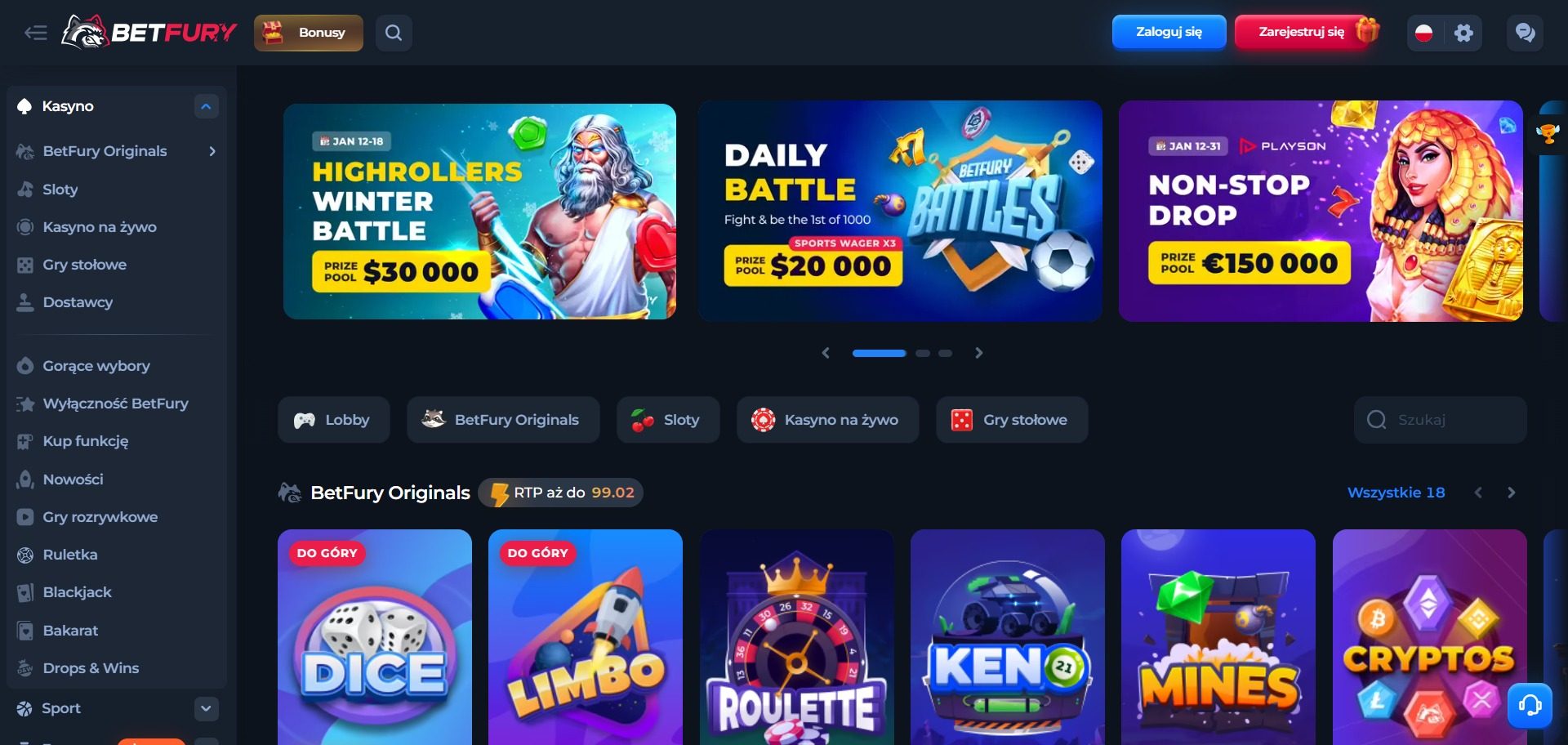 BetFury Casino Screenshot
