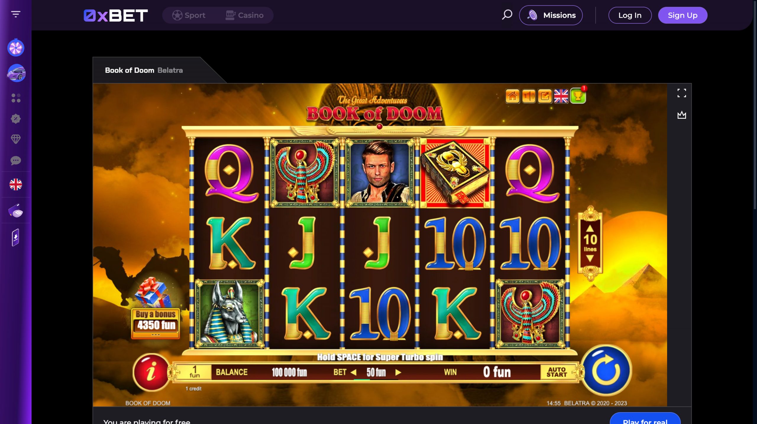 0xBet Casino Screenshot