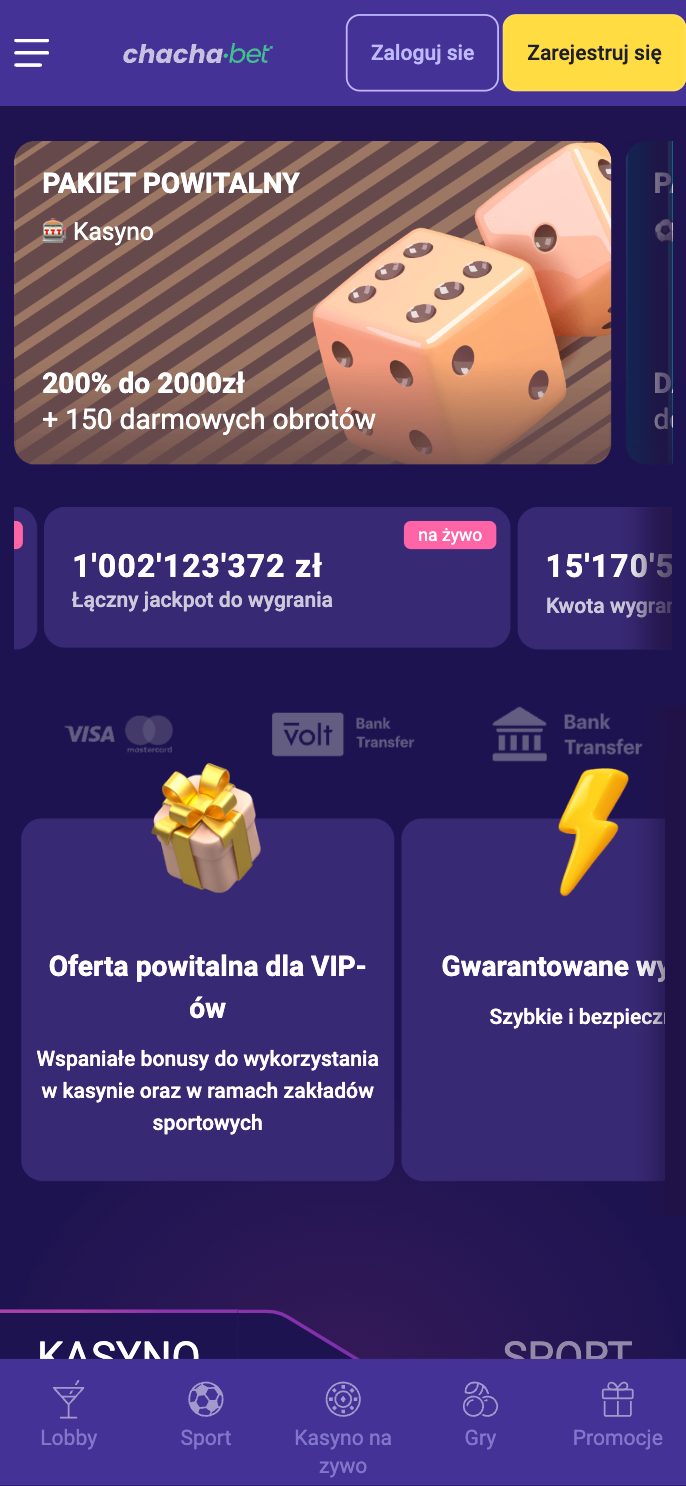 ChachaBet Casino Screenshot