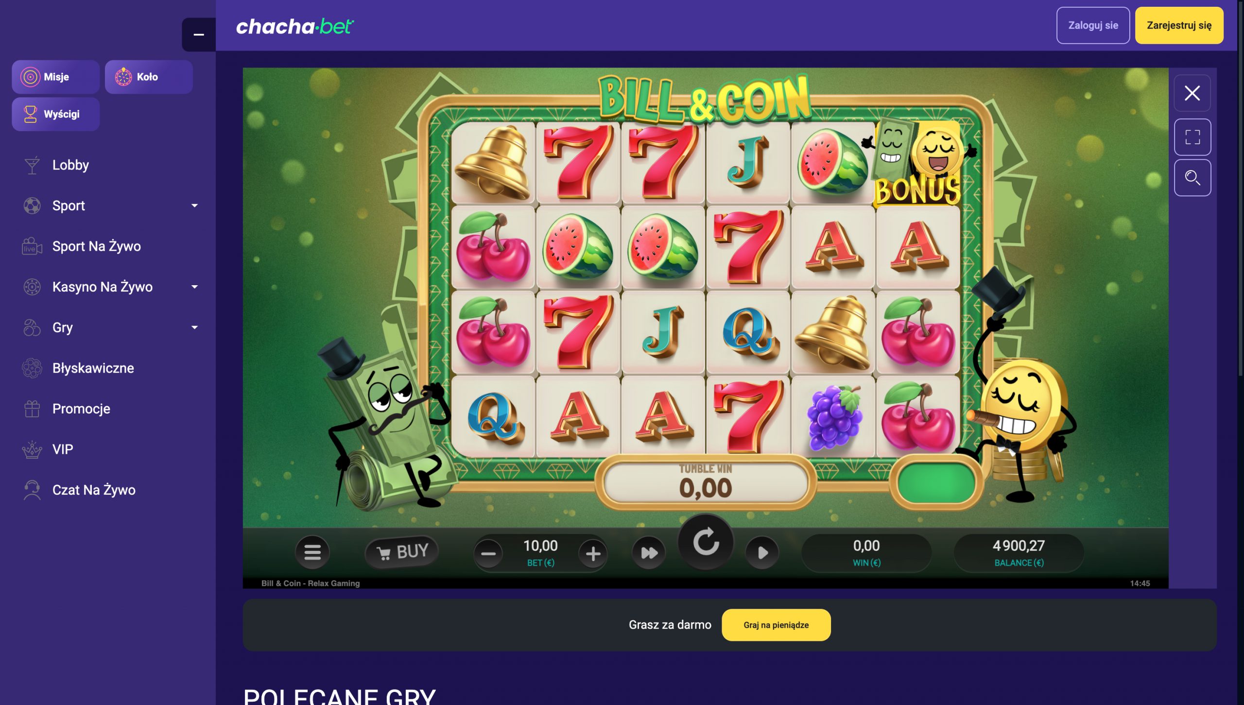 ChachaBet Casino Screenshot
