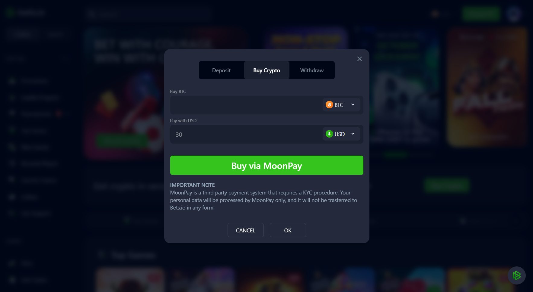 Bets.io Kasyno Kupno Kryptowalut