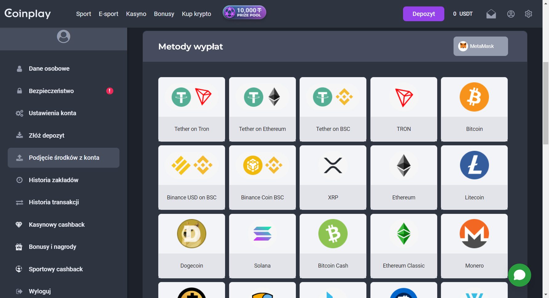Coinplay Kasyno Metody wypłat