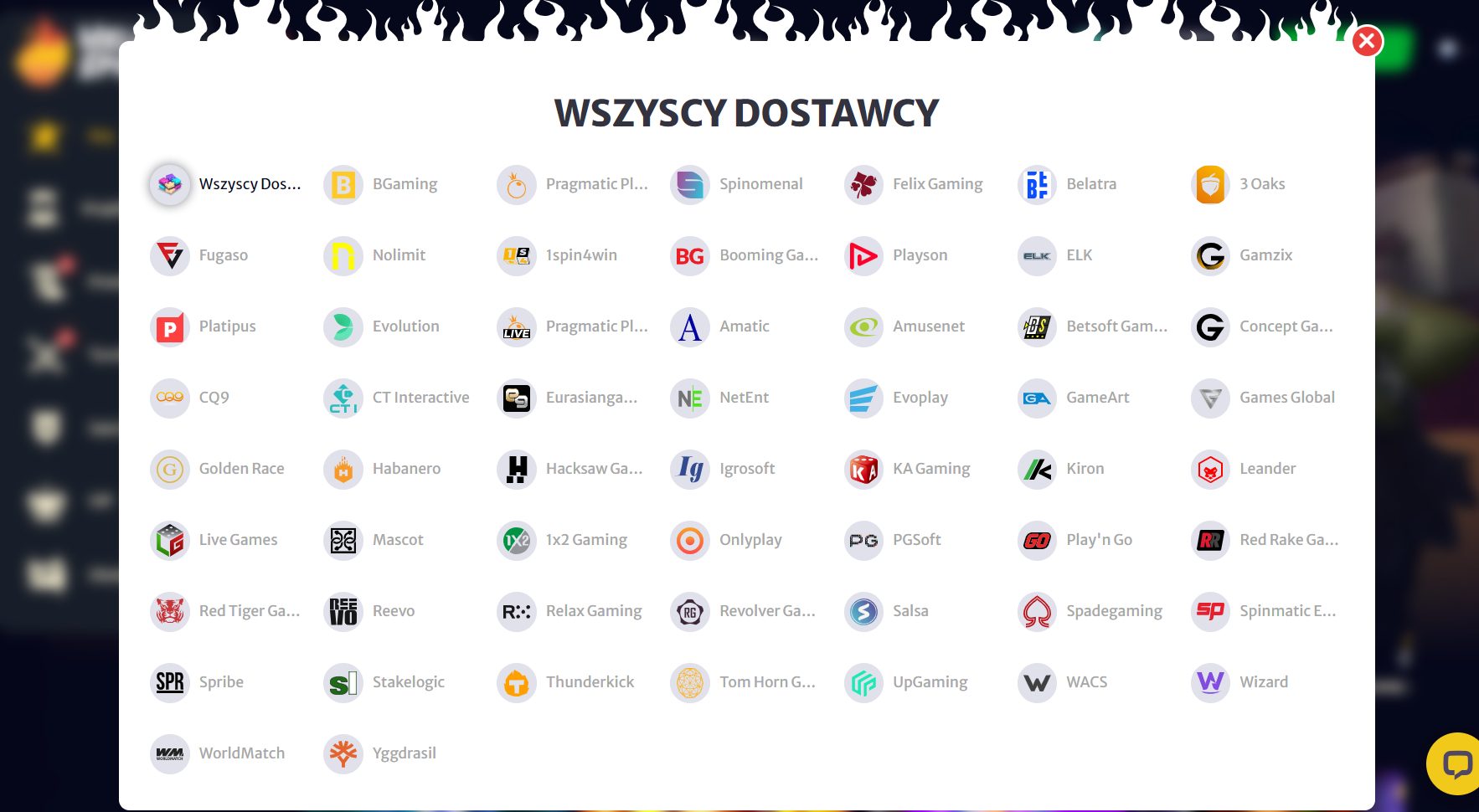 HellSpin Kasyno Dostawcy gier