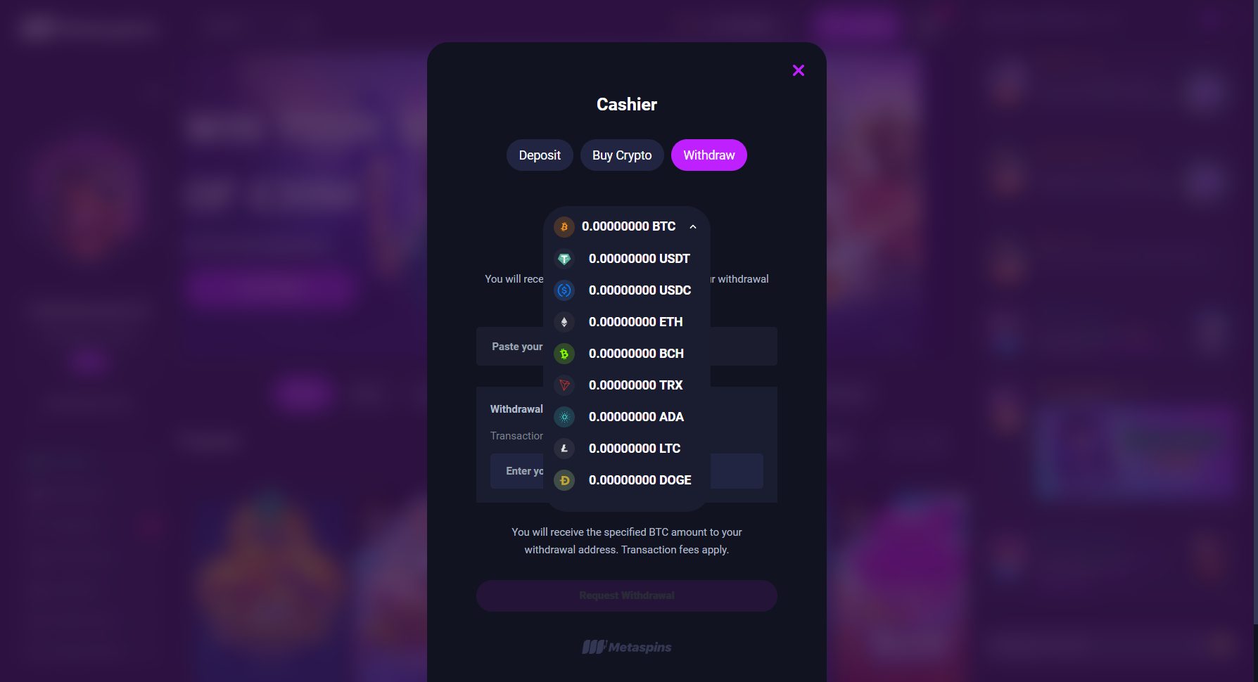 Metaspins Kasyno Metody wypłat