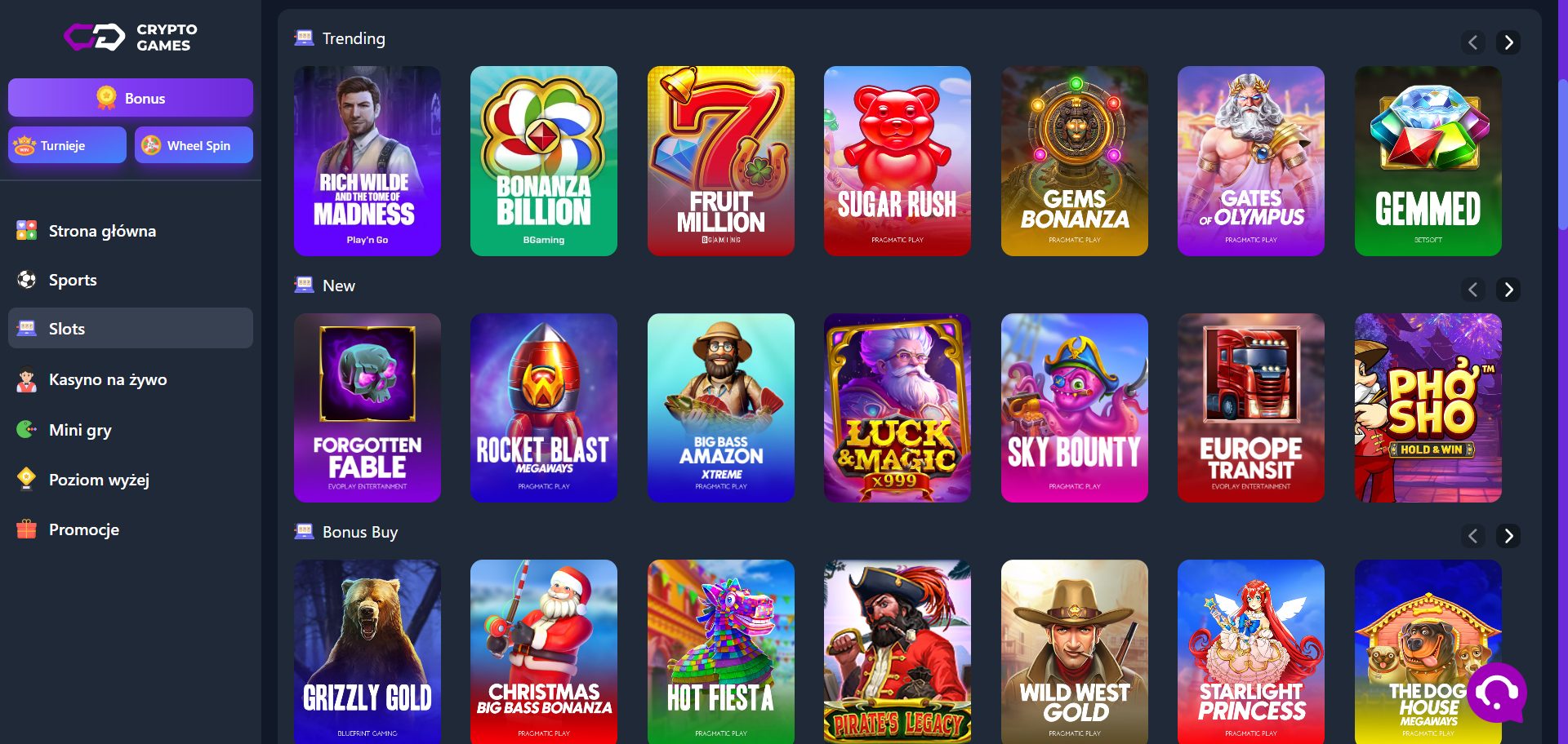 Crypto Games Casino Screenshot