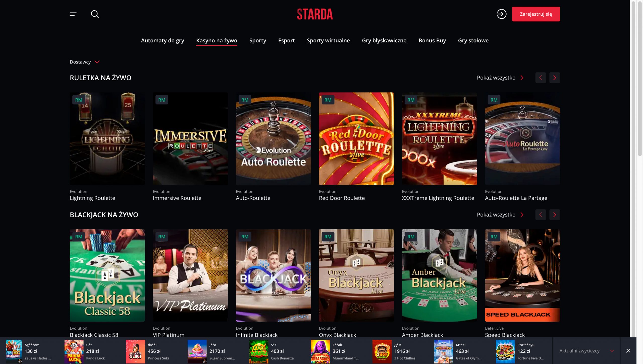 Starda Casino Screenshot