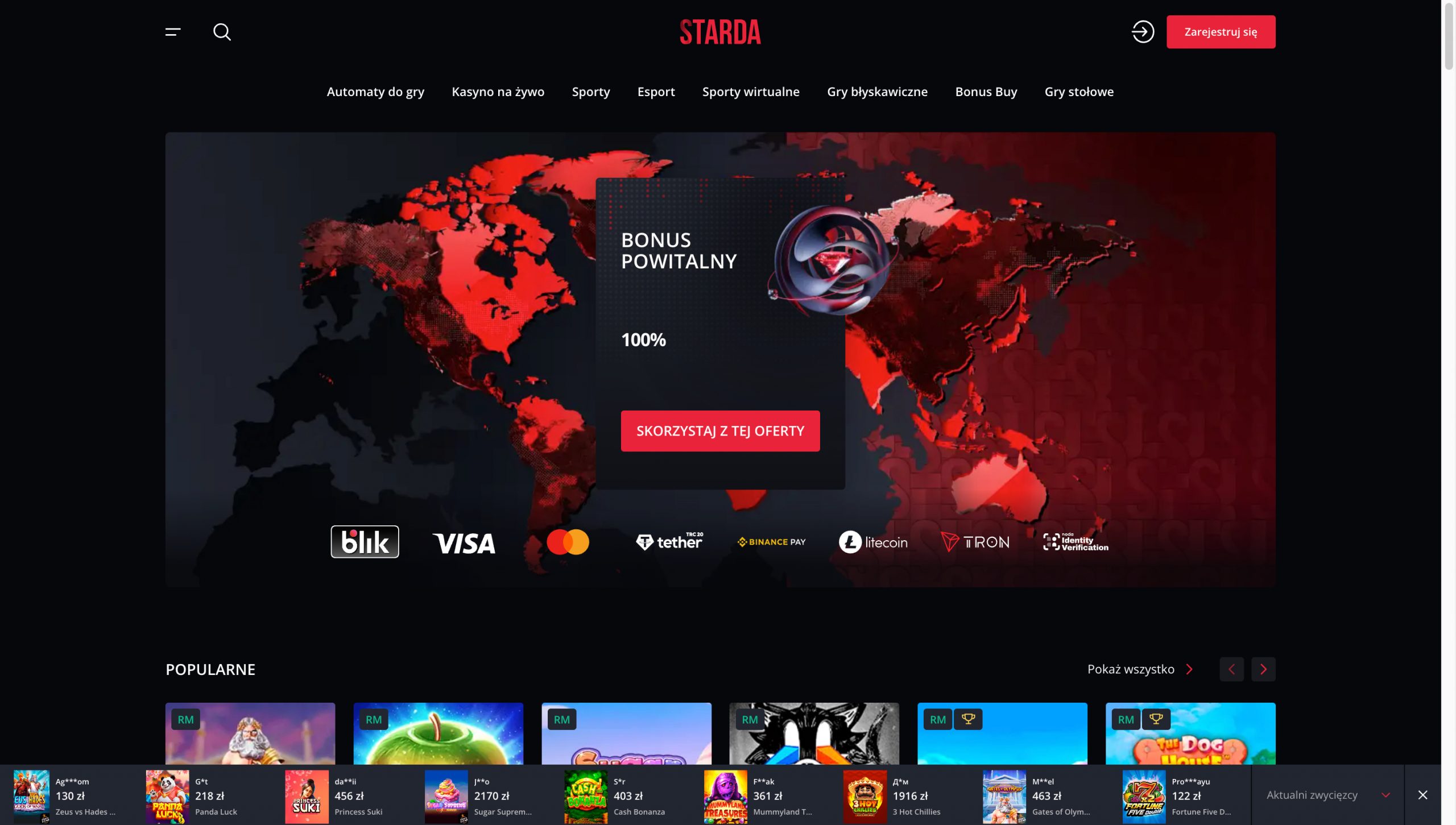 Starda Casino Screenshot