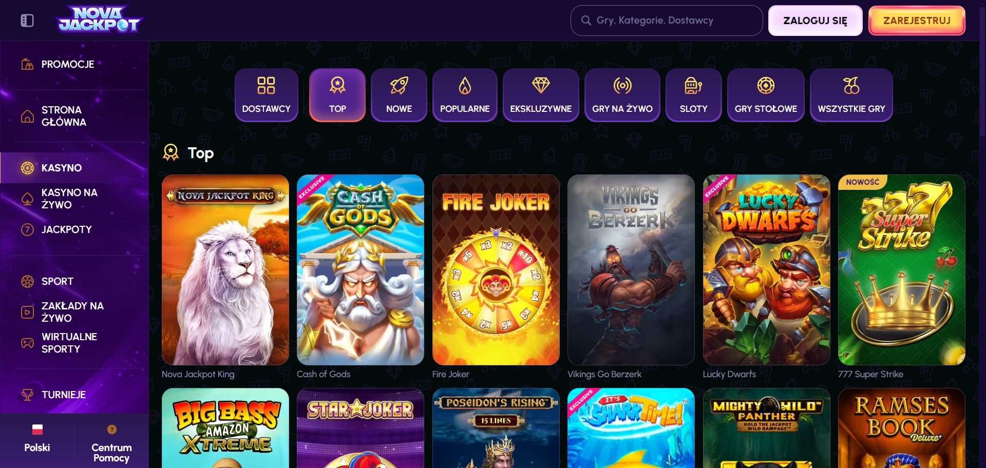 NovaJackpot Casino Screenshot