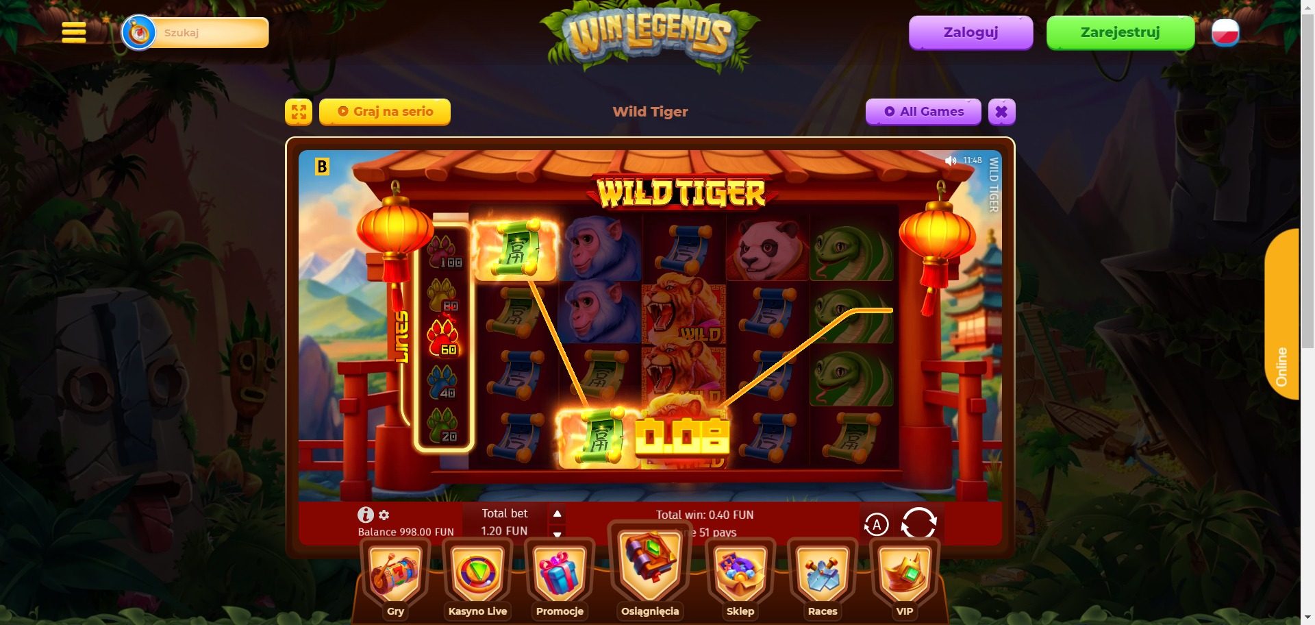 WinLegends Casino Screenshot