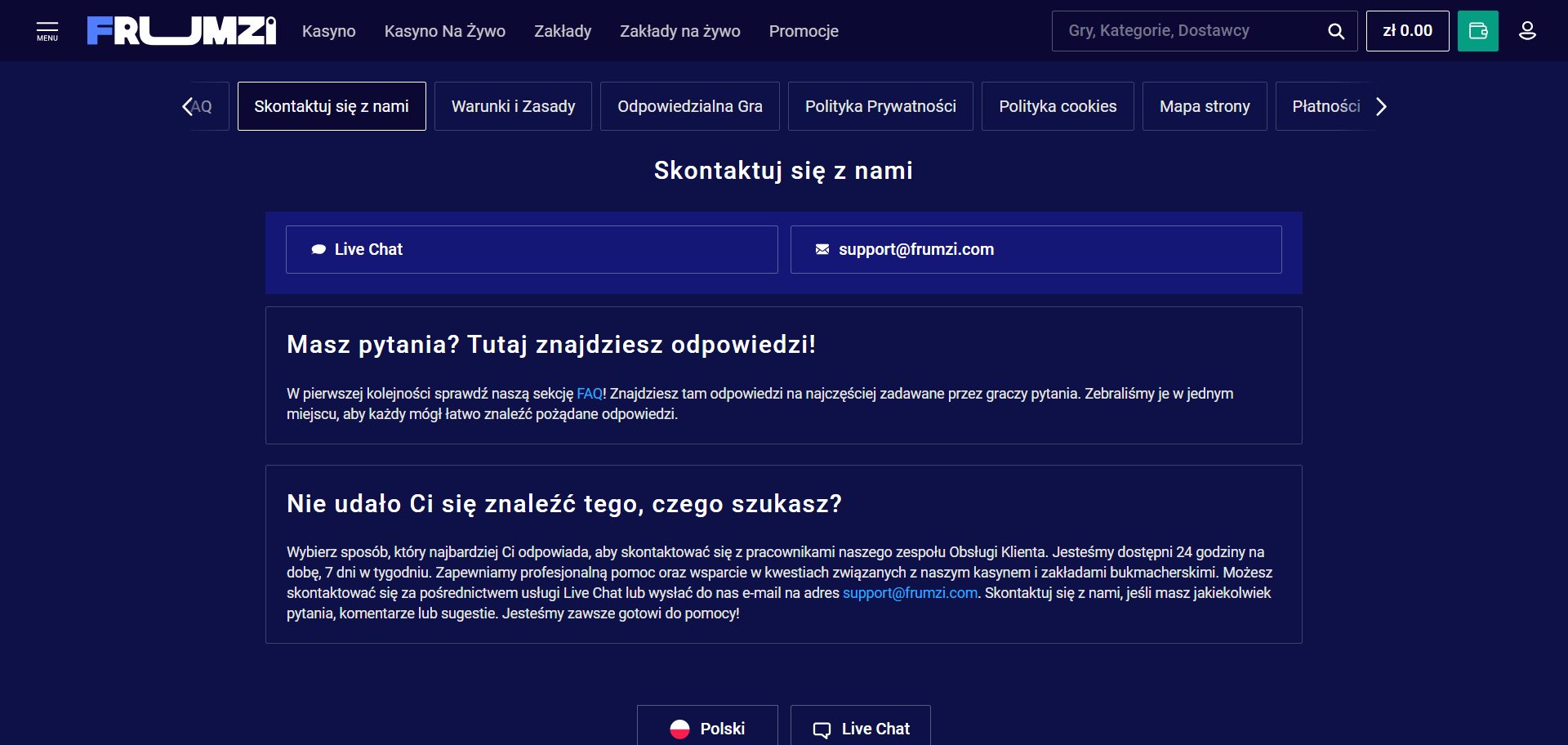 Frumzi Kasyno Obsługa klienta
