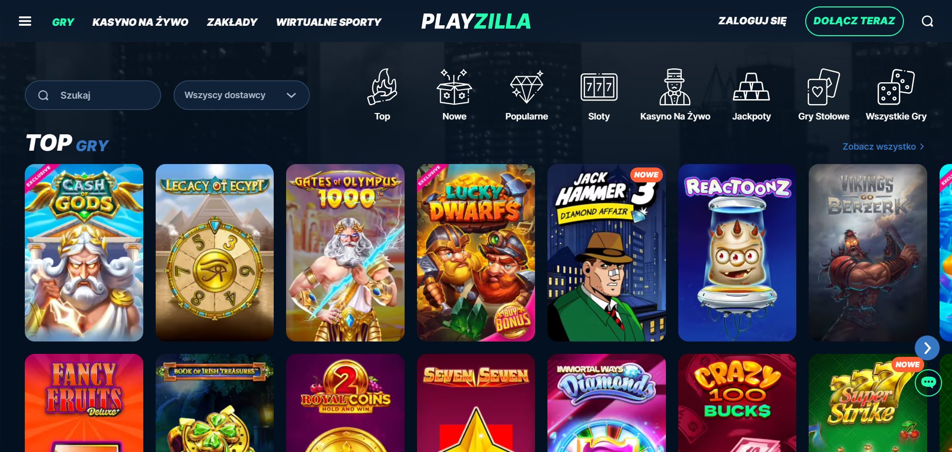 PlayZilla Casino Screenshot
