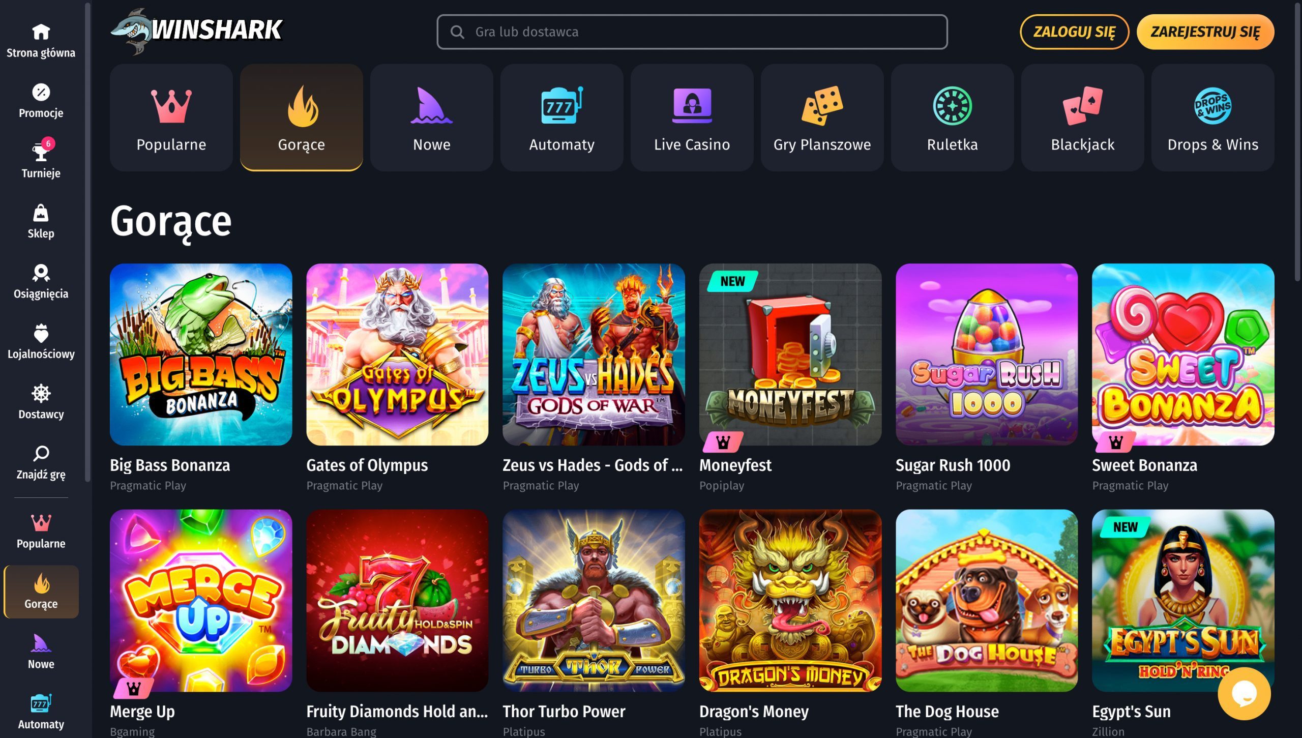 WinShark Casino Screenshot