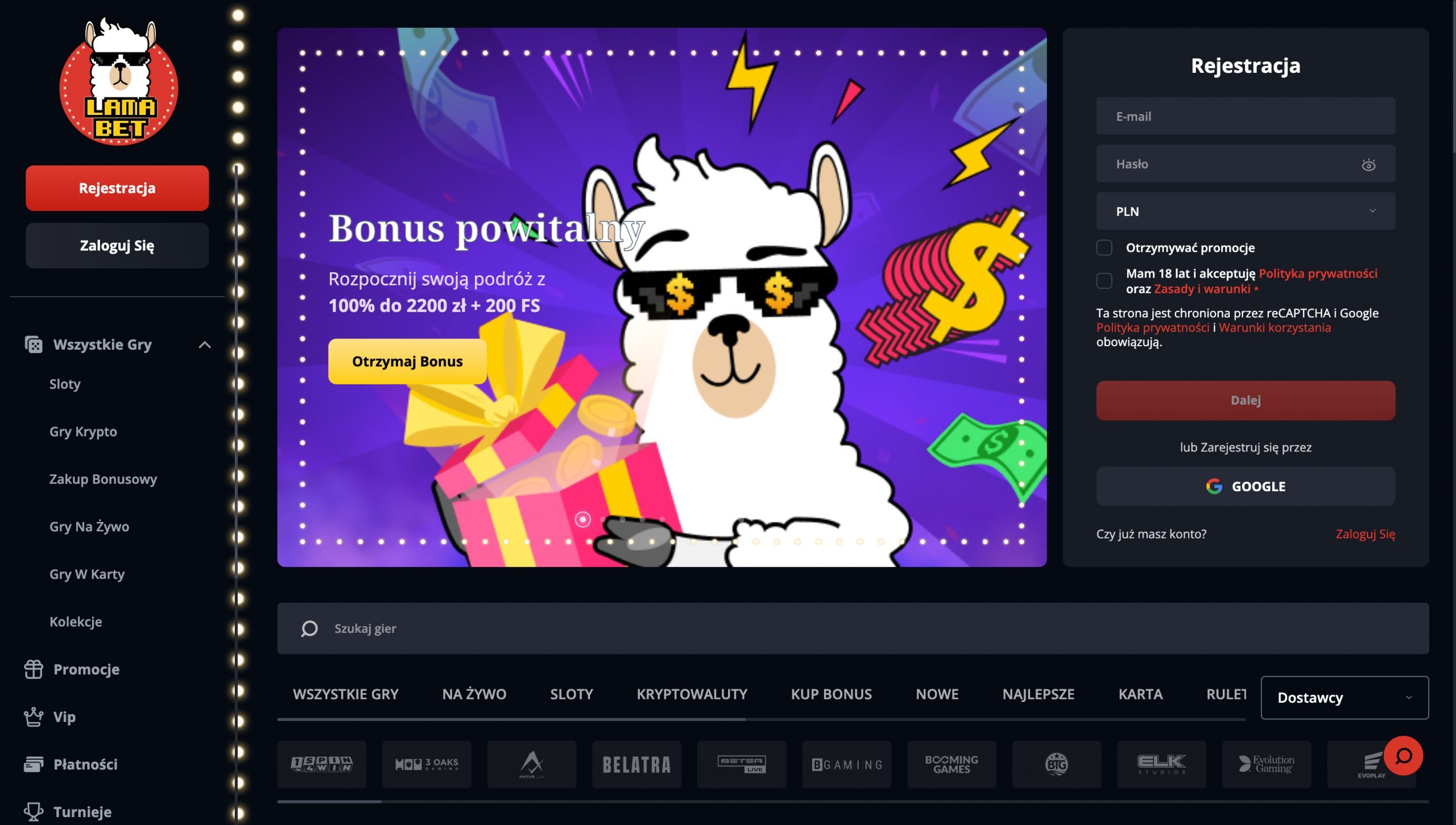 LamaBet Casino Screenshot