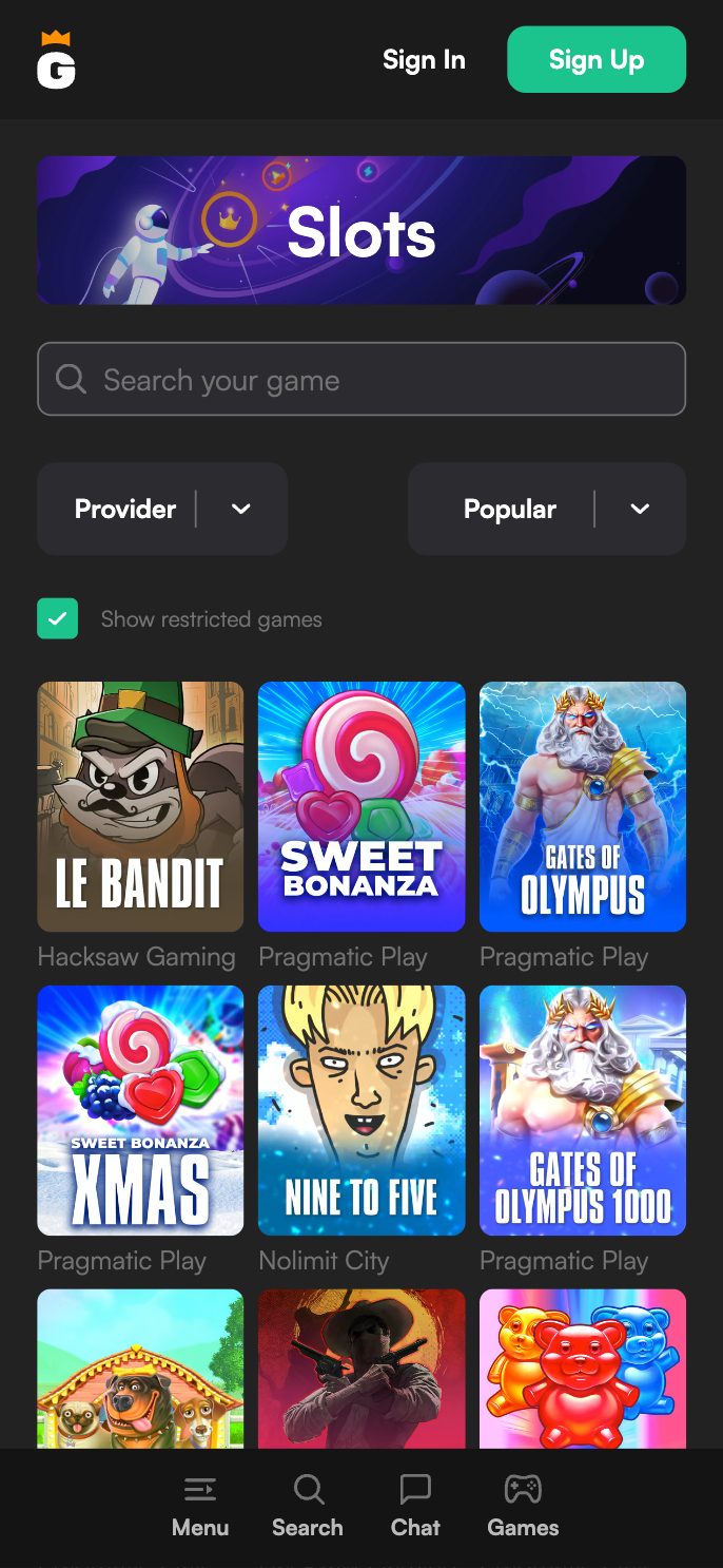 Gamegram Casino Screenshot