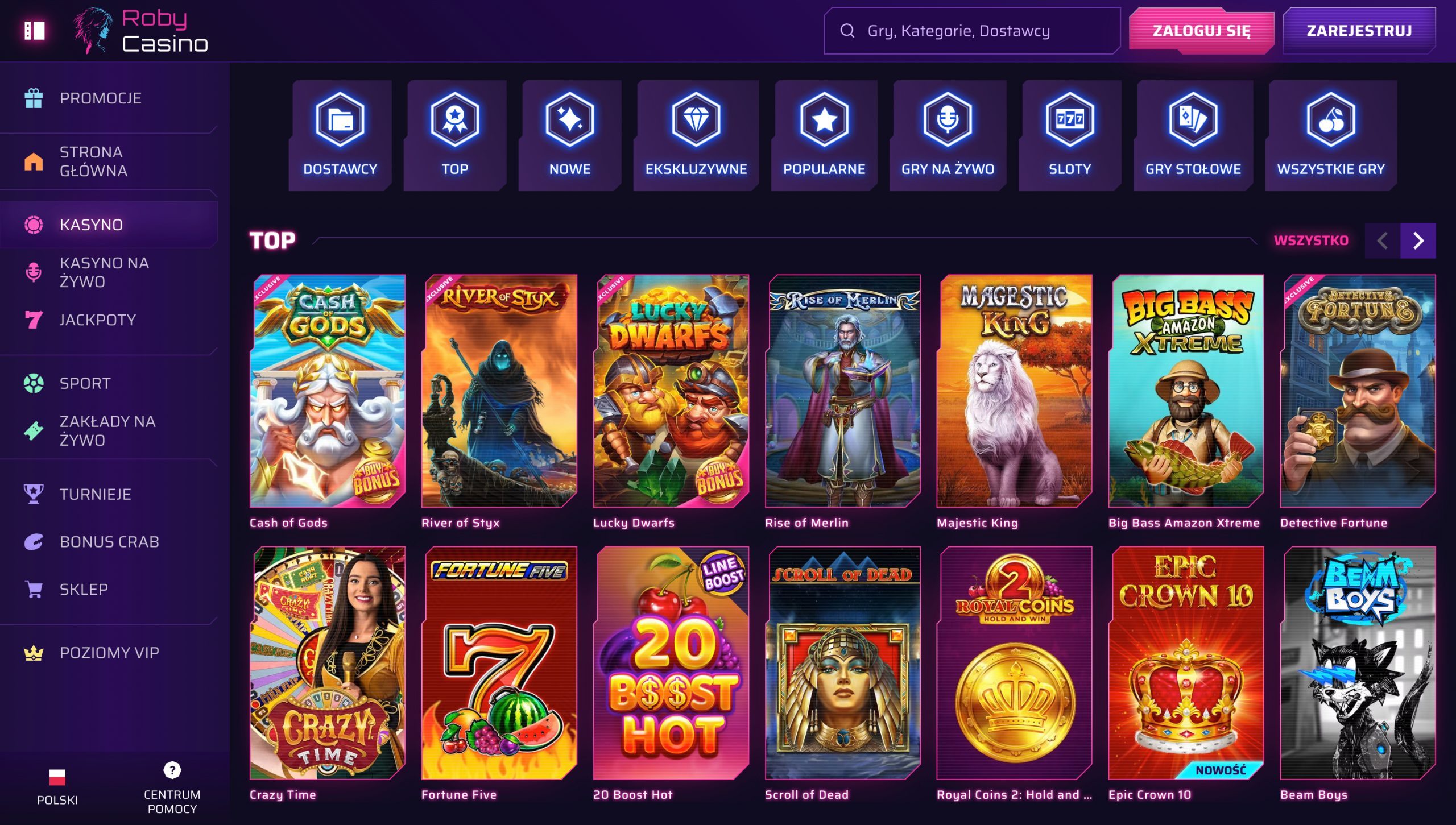 Roby Casino Screenshot