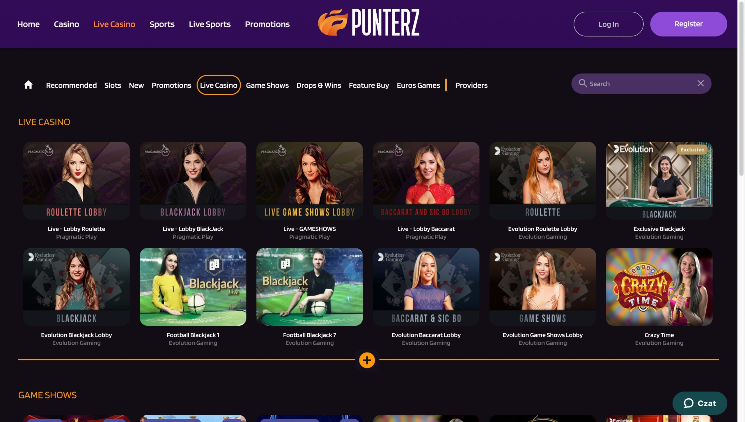 Punterz Casino Screenshot