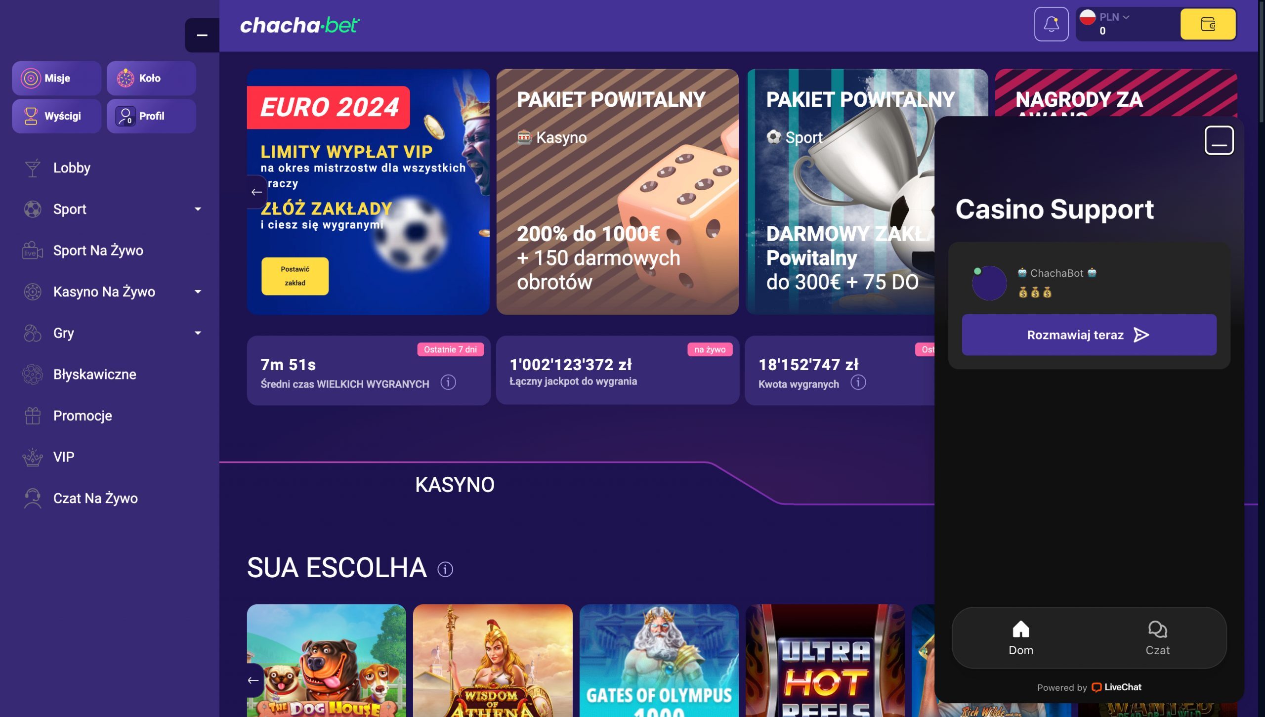 ChachaBet Casino Obsługa klienta