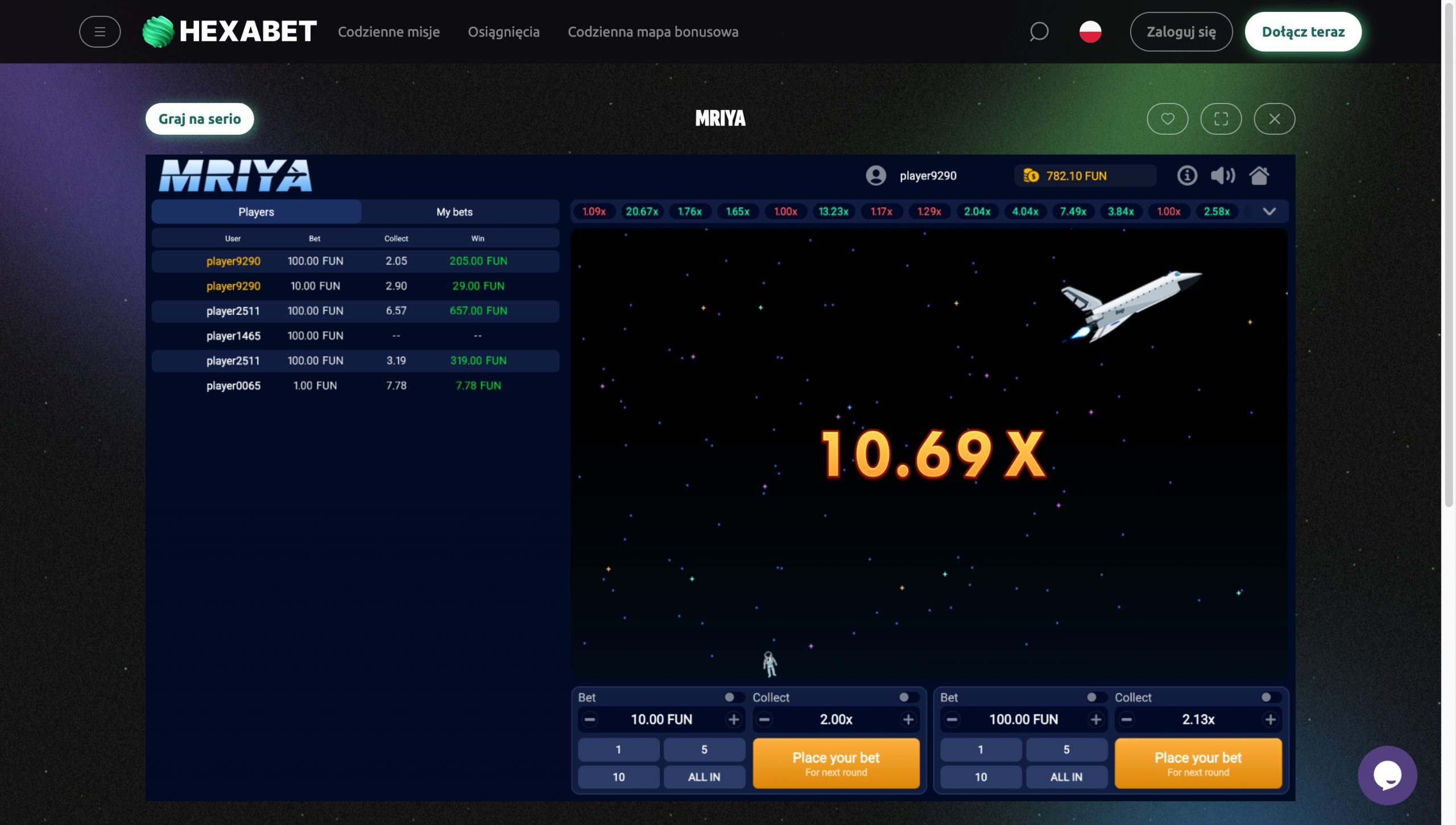 Hexabet Casino Screenshot