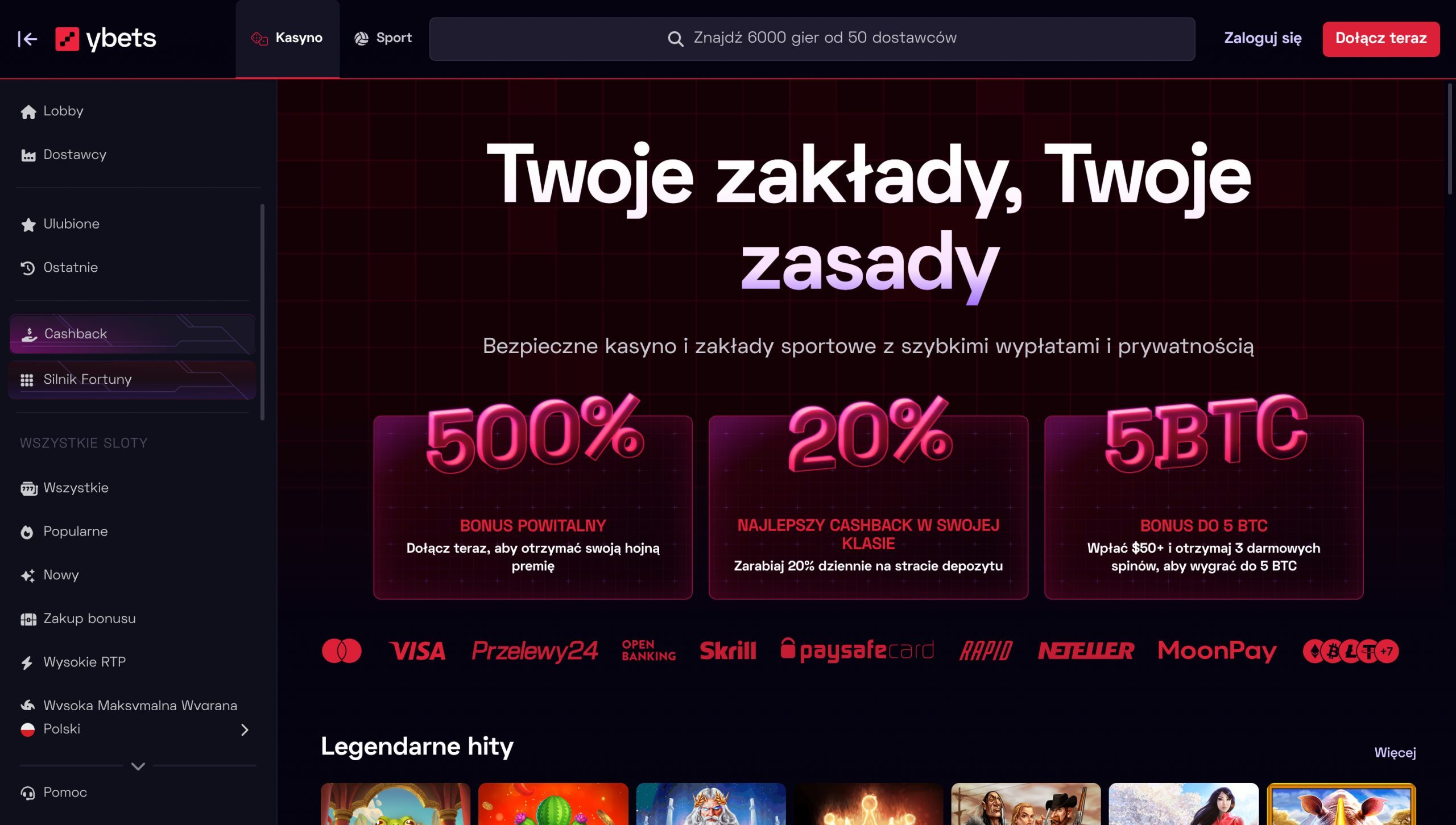 Ybets Casino Screenshot