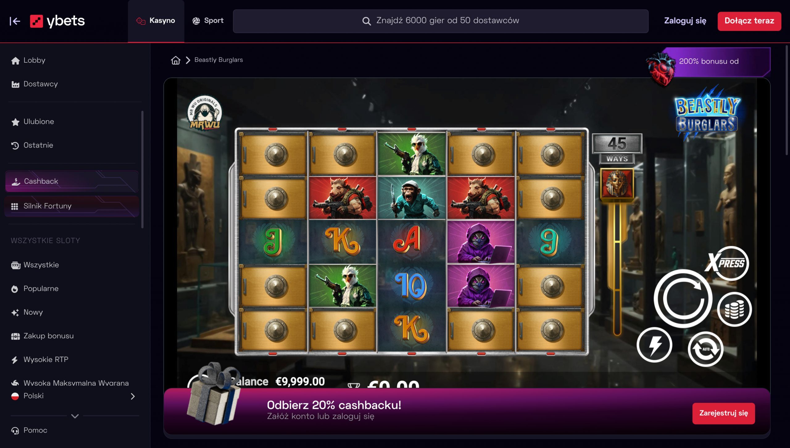 Ybets Casino Screenshot